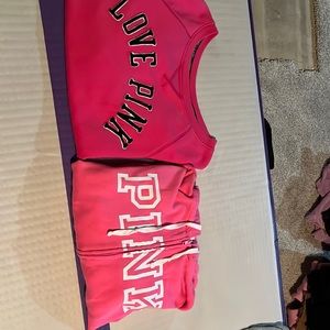 two pink sweatshirts